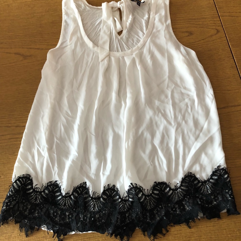 White and black lace blouse